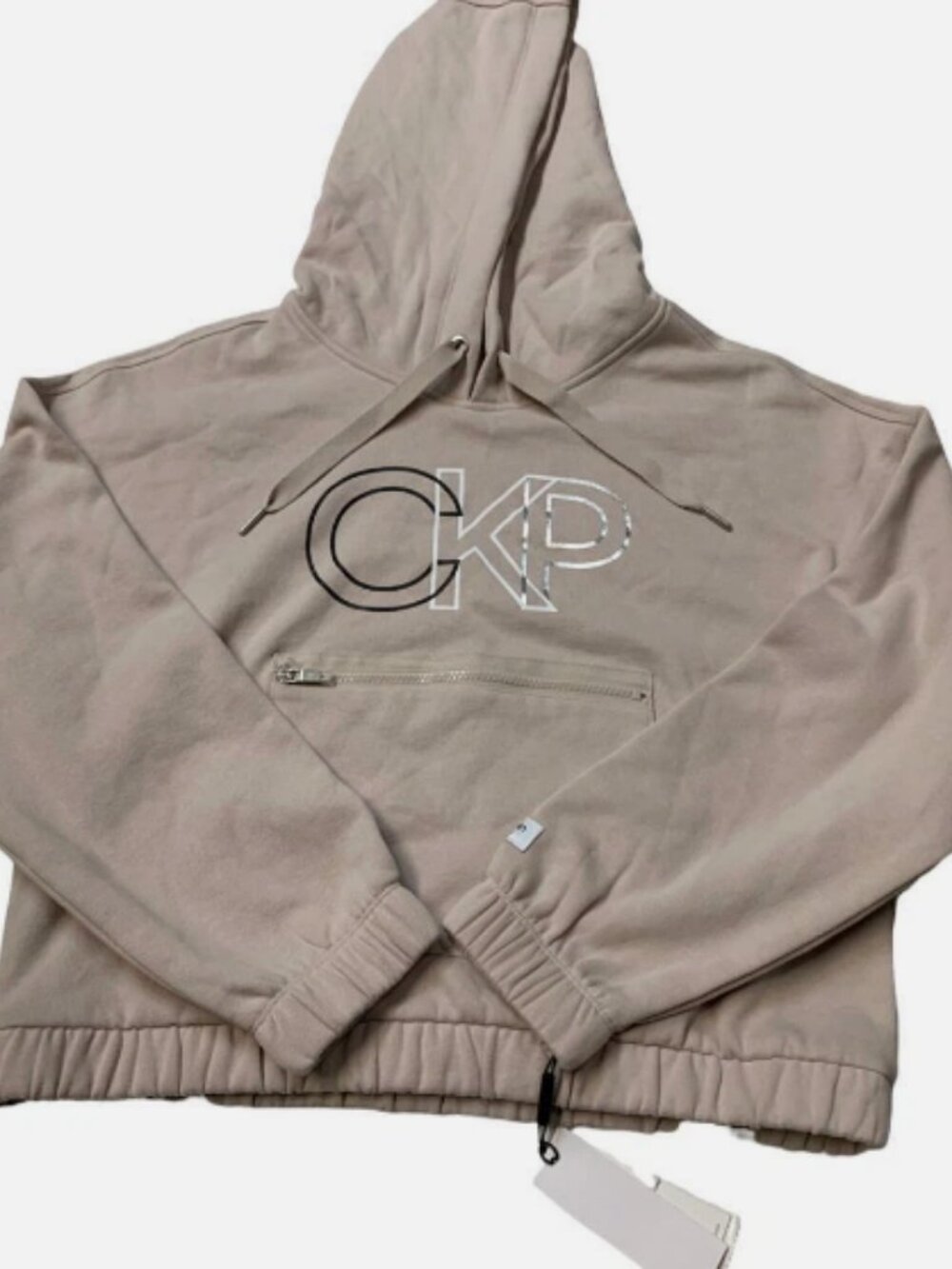 Calvin Klein Performance Women's Long Sleeve CKP Front Logo Crop Hoodie-Medium